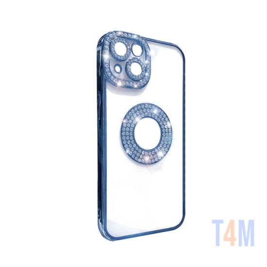 Soft Silicone Case with Diamond Design for Apple iPhone 14 Blue